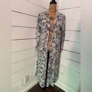 Floral Print Full Length Cardigan
